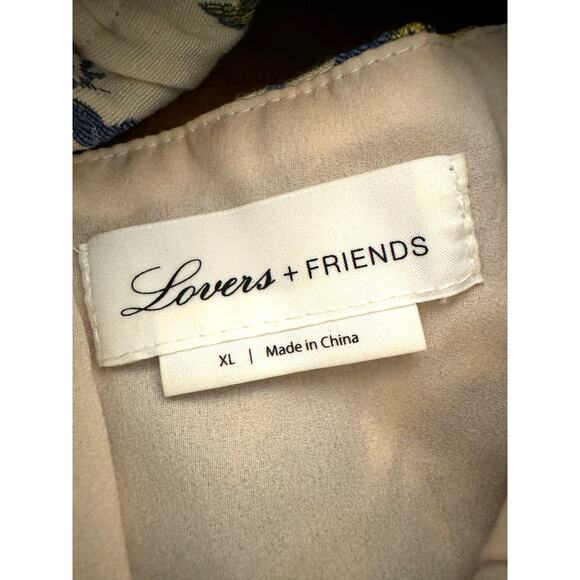 Lovers & Friends Yellow Floral Puff Sleeve Square Neck Cottagecore Romantic XL - Picture 2 of 9